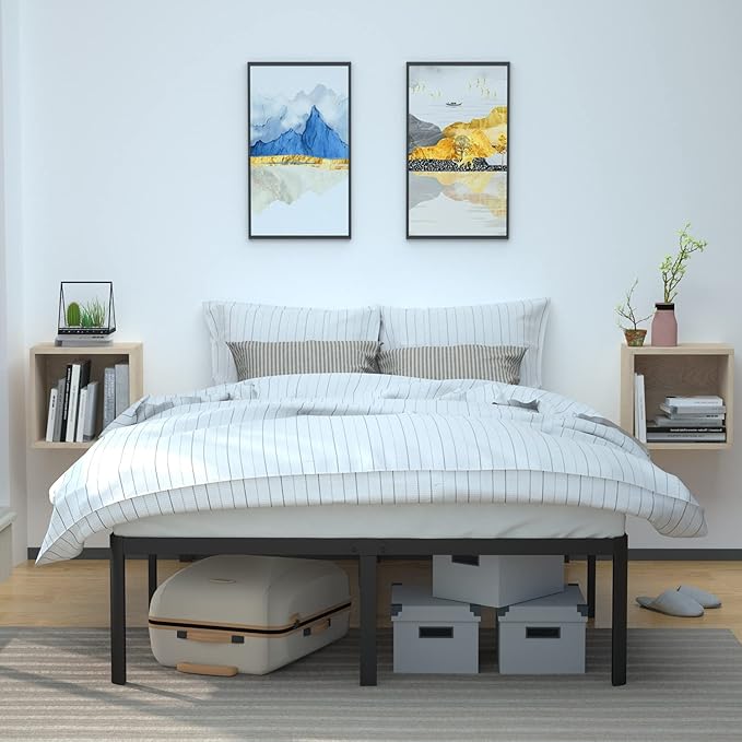Amazon Basics Heavy Duty Non-Slip Bed Frame with Steel Slats, Easy Assembly - 18" H, (Full), Black