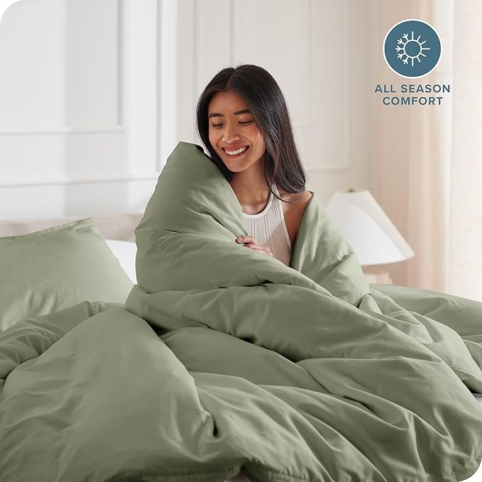 Bare Home Bedding Duvet Cover California King Size - Premium 1800 Super Soft Collection - Lightweight, Cooling - Soft Breathable Bedding Duvet Cover (Cal King, Sage)