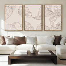 BINCUE Framed Neutral Beige Wall Art Modern Abstract Art Decor Minimalist Artwork for Living Room Bedroom Office 16x24 Inches Set of 3