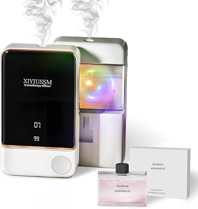 Waterless Essential Oil Diffuser for Home & Office Cordless Battery Operated Aroma Diffuser with 7 Mist Levels, Ultrasonic Air Freshener for Large Rooms Bedroom Bathroom Car Small & Portable