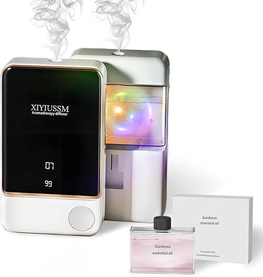 Waterless Essential Oil Diffuser for Home & Office Cordless Battery Operated Aroma Diffuser with 7 Mist Levels, Ultrasonic Air Freshener for Large Rooms Bedroom Bathroom Car Small & Portable