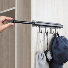 12 inch Valet Rod for Closets Pull Out Closet Valet Rod Slide Out Black Pull Out Clothes Hanger With 4 Hooks