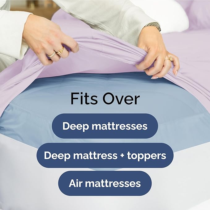 Extra Deep Pocket King Sheets - 4 Piece Breathable & Cooling Bed Sheets - Hotel Luxury Sheet Set - Soft, Wrinkle Free & Comfy - Easily Fits Extra Deep Mattresses - Deep Pocket Light Lavender Sheets