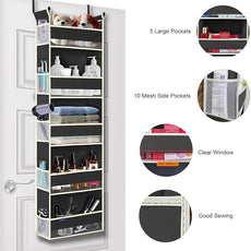 Over The Door Hanging Organizer 5-Shelves and 10 Side Pockets, Over The Door Storage for Bathroom and Bedroom, Back of Door Organizers for Baby Accessories and Kid's Toys (13