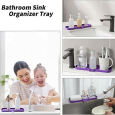 Silicone Bathroom Soap Dishes with Drain Spout-Bathroom and Kitchen Sink Organizer,Sponge Holder,Dish Soap Tray,Perfect for Dispenser,Scrubber,Bottle,Cup on Sink or Counter-Purple 12