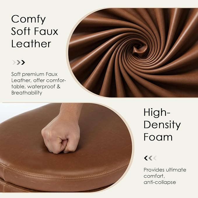 53" Storage Bench PU Leather Ottoman Bench Upholstered Bench End of Bed Stool with Safety Hinge for Bedroom, Living Room, Entryway, Brown