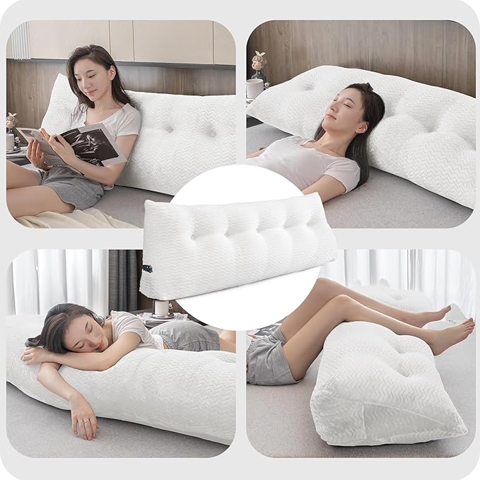 Large Bolster Triangular Headboard Wedge Backrest Positioning Support Bed Rest Reading Pillows Headboard Wedge Pillows for Day Bed with Removable Cover