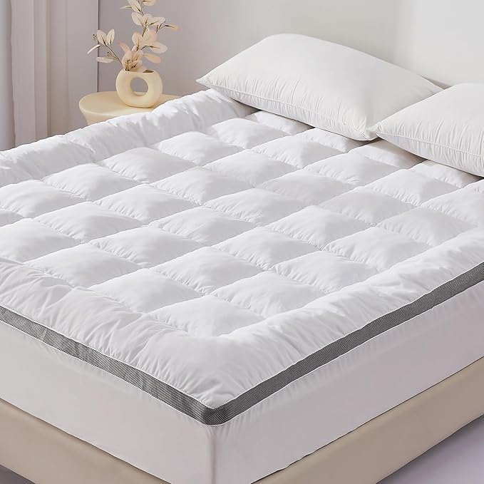 SAPHREAS King Size Mattress Topper 3 inch with 8-20 inches Stretchable Pockets, Soft Pillow Top Mattress Pad for Back Pain Relief with Breathable Air Mesh Sides