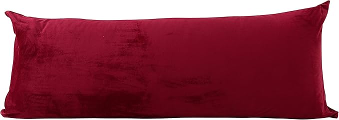 EVOLIVE Soft Micromink Body Pillow Cover 21''x54'', Wine (100% Polyester, Zipper Closure, US Women-Owned)