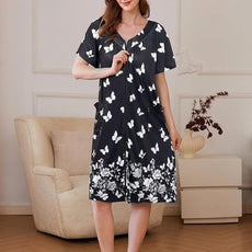 Ekouaer Women Robe Zipper Front Mumu Duster Robes Zip Up Housecoat Soft Sleepwear with Pockets