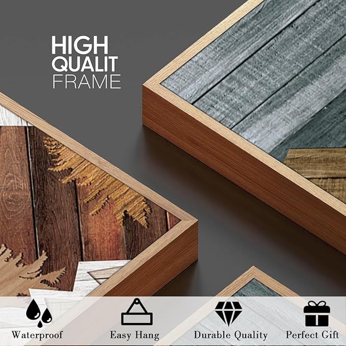 Framed Mountain Wall Art Boho Mountain Wall Decor Modern Nature Artwork 12" Lx16 W Set of 3 for Living Room Bedroom Office