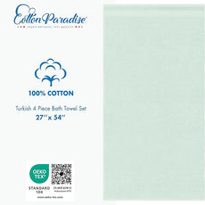 Cotton Paradise 4 Piece Turkish Bath Towels for Bathroom, 100% Cotton Extra Large Soft Plush Towels Bathroom Set, Mint Green