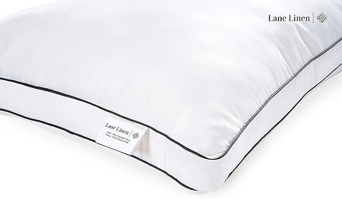 LANE LINEN Pillows Standard Size Set of 12 - Medium Soft Support Gusseted Hotel Quality Pillows for Sleeping, Oeko Tex Certified, Down Alternative Perfect for Back, Stomach or Side Sleepers - White