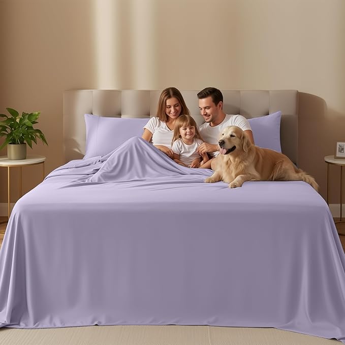 Utopia Bedding Queen Sheet Set – 4 Piece Bed Sheets for Queen Size Bed, Soft and Breathable Microfiber, Includes 1 Fitted Sheet, 1 Flat Sheet and 2 Pillowcases (Lavender)