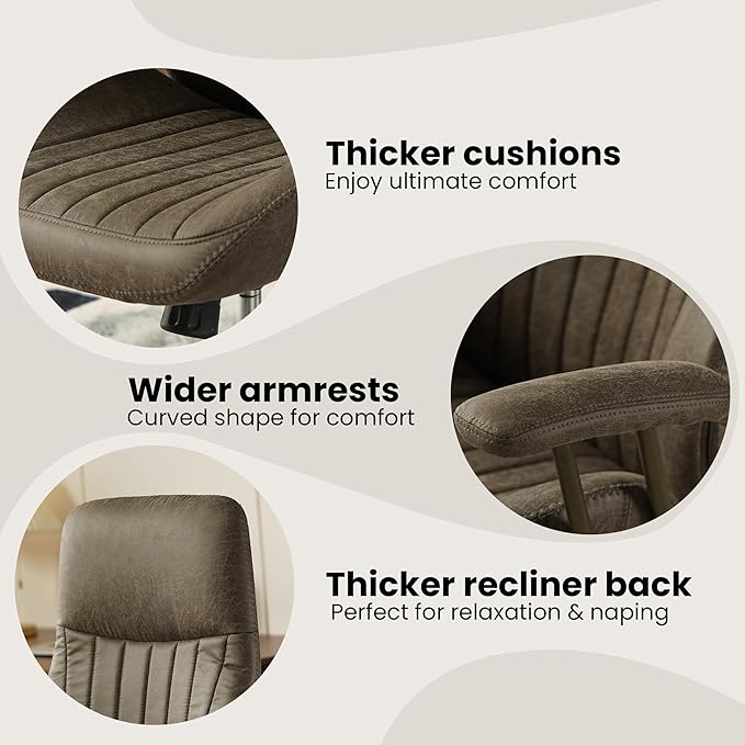 Home Office Desk Chair, Mid-Century Modern Office Chair with Adjustable Lumbar Support, Adjustable Height Executive Task Chair with 360 Rolling Swivel for Meeting Study Room(High Back, Grey)