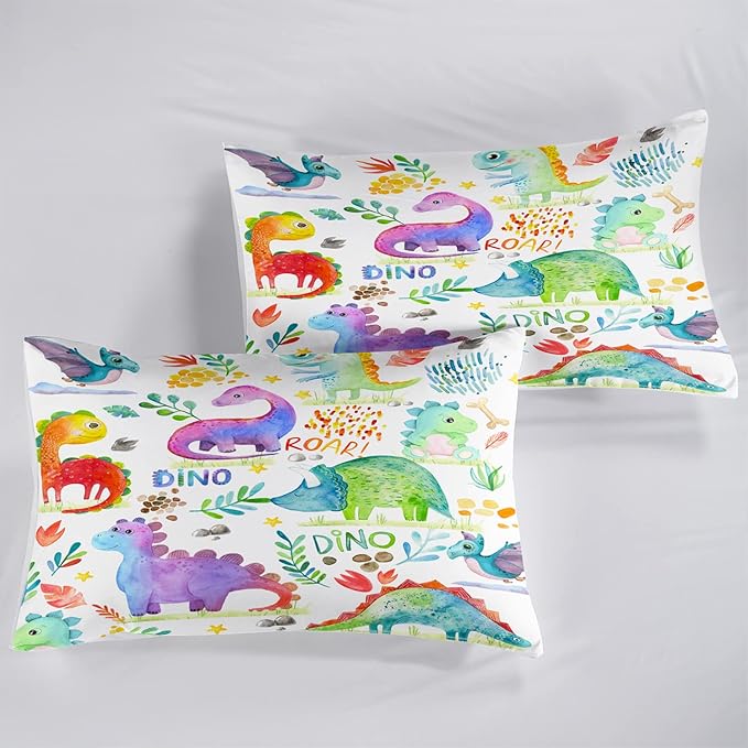 CVHOUSE Dinosaur Comforter Set - Microfiber Quilt Set with 1 Comforter and 2 Pillow Cases - 3 Piece
