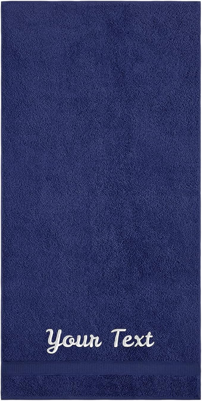 Personalized Bath Sheet Towels for Bathroom, Hotel, Spa, Pool, College Dorm, Super Soft, Highly Absorbent Turkish Cotton Monogrammed Oversized Towel 40" x 80" Extra Large Jumbo Bath Sheets, Navy