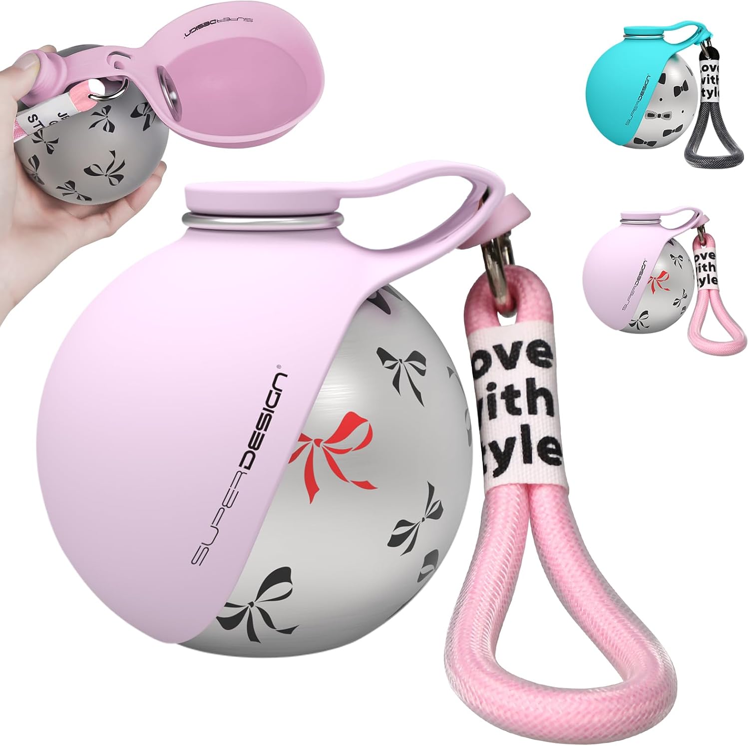 2-in-1 Portable Dog Water Bottle for Small Dogs - Leak-Proof & Compact Dog Travel Water Bottle -Stainless Steel Bottle & Silicone Bowl - Ideal for Walking, Hiking & Travels (10 fl oz, Pink) Dormly