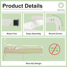 14 Inch Twin Bed Frames with Headboard and Footboard, Heavy Duty Twin Bed Frame with Underneath Storage, No Box Spring Needed, Easy Assembly, White