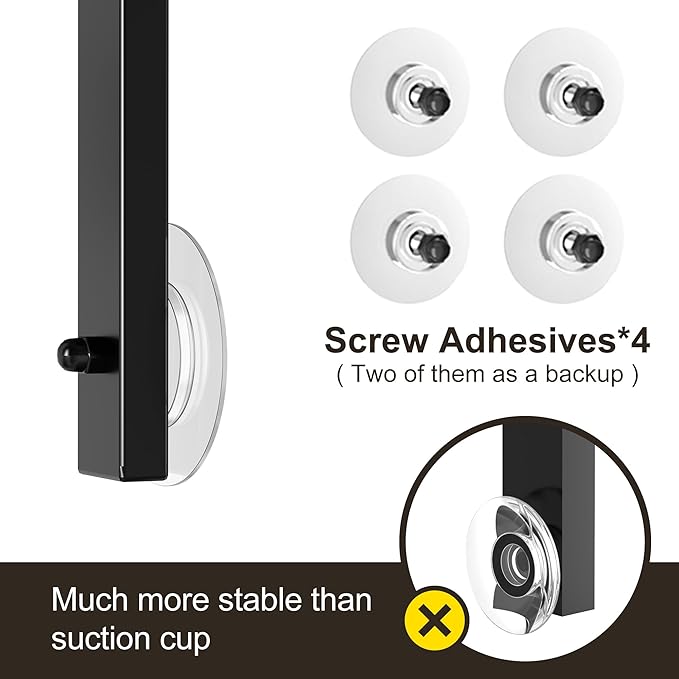 Orimade Adjustable Anti-slip Shower Caddy over Head, Rustproof Bathroom Hanging Organizer with 2 Hooks for Razor, No Drilling Shower Shelves Storage Rack 3 Tier, Black