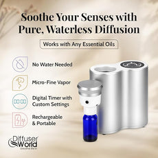 800 Sq Ft Waterless Diffuser for Essential Oils, Made in USA Aroma Infinity Silver Portable Aroma Atomizer for Room Fragrance, Home Scent Machine, Air Aromatherapy