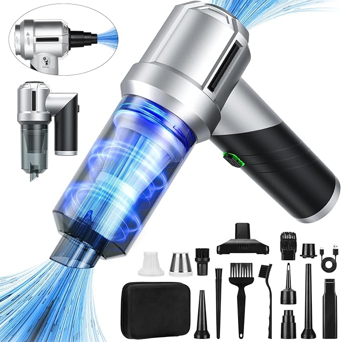 Arify Pro Car Vacuum Portable Cordless with 18000PA Super Suction, 4 in 1 Portable Air Blower/Car Vacuum 90°Foldable Handheld Rechargeable Brushless Motor, Gifts for Christmas for Home, PC