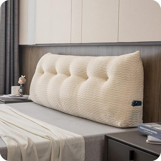 Large Bolster Triangular Headboard Wedge Backrest Positioning Support Bed Rest Reading Pillows Headboard Wedge Pillows for Day Bed with Removable Cover