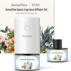 SF101 Pro Waterless Plug-In Air Freshener, 100% Plant-Based Ultrasonic Diffuser, Adjustable 120-Day Scent Air Mist, Covers 100㎡ for Home, Hotel-Citrus Grove & Spiced Lotus