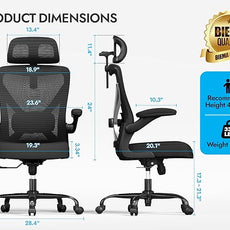 Ergonomic Office Chair - X-Shaped Computer Desk Chair Comfy, Gaming Chair, Office Chair with Lumbar Support, Mesh Office Chairs with Headrests, Desk Chair for Long Hours (Black Silver)