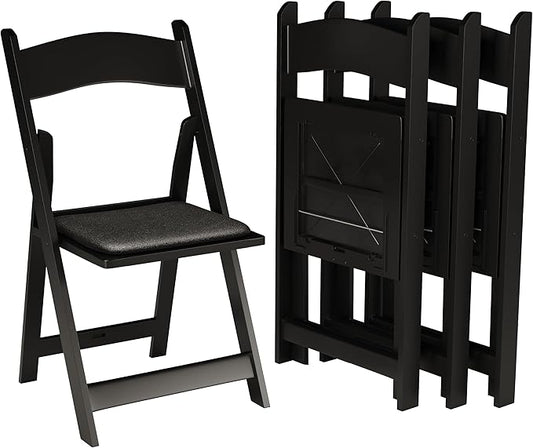 100 Black Resin Stackable Folding Chair - Comfortable Black Foldable Chair - Folding Chairs with Padded Seats - Indoor/Outdoor Folding Chairs for Events - Lightweight Foldable Chairs (100 Pack)