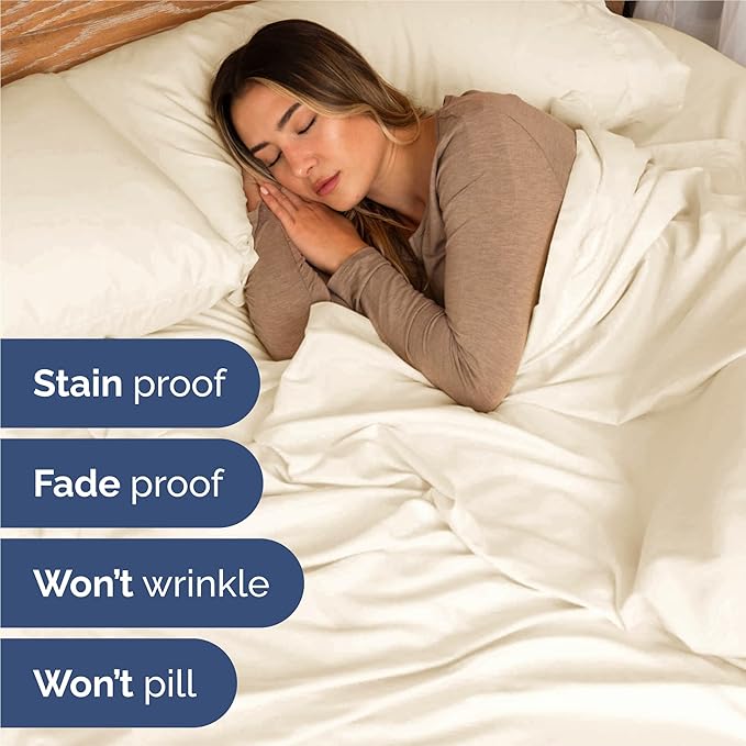 Cal King Sheets Set 6 Piece - Includes 4 Pillowcases - Bed Sheets Cal King Size - Soft Hotel Luxury Bedding - Cooling, Comfy & Breathable - 1 Flat, 1 Fitted & 4 Pillowcases w/ Deep Pockets - Off White