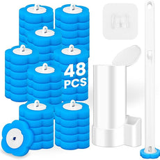 KOKL Disposable Toilet Brush, Toilte Wand Kit, Toilet Bowl Cleaner Brush with 48 Wand Refills, Toilet Cleaning Supplies, Toilet Brush and Storage Caddy, Toilet Cleaning System for Bathroom Maintenance