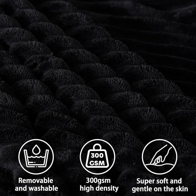 Headboard Wedge Pillow + A Long Neck Roll Pillow Body Pillow，Large Headboard Pillow with Removable Cover (Black, Queen：59x8x20 inches)