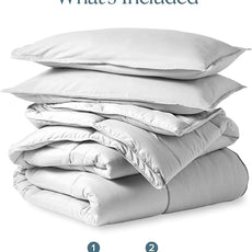 Bare Home Comforter Set - Oversized Queen Size - Ultra-Soft - Goose Down Alternative - Premium 1800 Series - All Season Warmth (Oversized Queen, Cloud Grey)