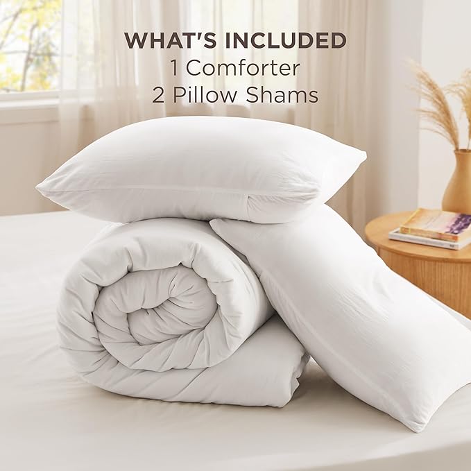 Bedsure California King Comforter Set White, Soft Prewashed Cal King Bedding, Quilted Comforter with Clover Design, Down Alternative Comforter for All Seasons, 3 Pieces Bed Set with 2 Pillow Shams