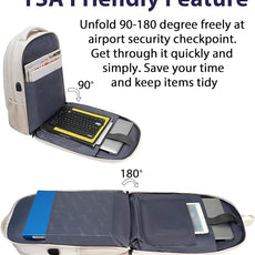 MATEIN Extra Large Backpack for Women, 18 Inch TSA College Backpack with Multiple Compartments & USB Charging Port, 50 L Fashion Work Computer Carryon for Business, Cream Beige