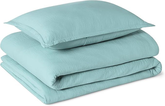 Amazon Basics Brushed Microfiber Comforter Set, Extra Soft with Natural Texture, 2-Piece, Twin/Twin XL, Blue