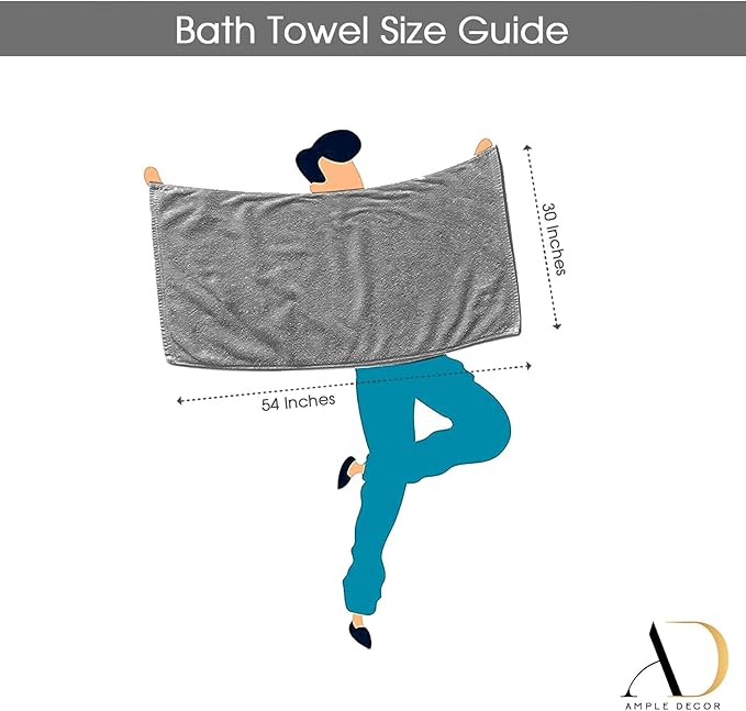 Ample Decor Bath Towels 100% Cotton 30 X 54 Inch 600 GSM Soft Quick Dry Bathroom Towels- 4pcs Beige