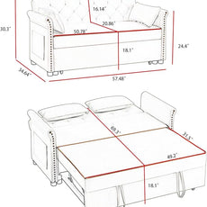 65'' 3-in-1 Folding Sofa Bed – Queen Size Pullout, Modern Chenille Fabric, 360° Swivel Table, Easy Assembly – Perfect for Living Room