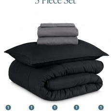 Bare Home Bed-in-A-Bag 5 Piece Comforter & Sheet Set - Twin XL - Goose Down Alternative - Ultra-Soft 1800 Premium Bedding Set (Twin XL, Black/Grey)