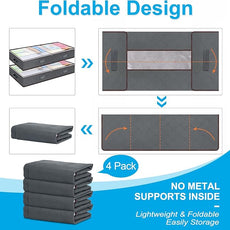 90L Under Bed Storage Containers, Large Capacity Underbed Storage Bags Organizer, Thick Fabric Storage Bins with Clear Window and Reinforced Handles for Blanket Comforter Bedding Clothes, 8 Pack