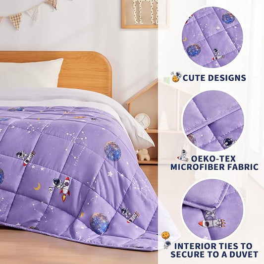 anfie Weighted Blanket Kids(36"x48" 3lbs) Weighted Blanket Cooling Blanket for Sleeping,Throw Size Breathable Blanket with Premium Glass Bead(Space Purple)