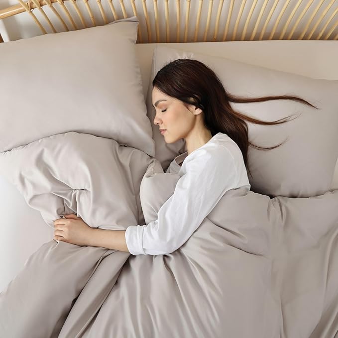 ROSGONIA Comforter Full Size for Girls Boys Teens Linen Grey, 3pcs (1 Gray Comforter & 2 Pillowcases) Lightweight Dorm Bedding Full Size