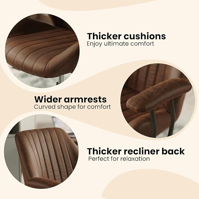 Home Office Desk Chair, Mid-Century Modern Office Chair with Adjustable Lumbar Support, Adjustable Height Executive Chair with 360 Rolling Swivel for Meeting Study Room(Mid Back, Dark Brown)
