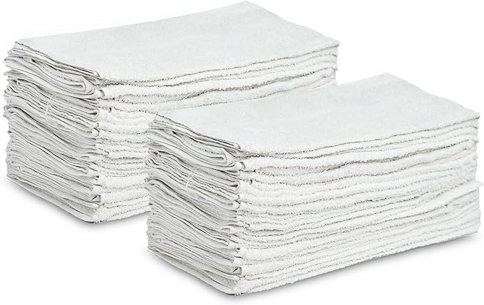GOLD TEXTILES Cotton Blend Economy White Hotel Bath Mat Towel (18x25 Inches) Light Weight Quick Drying & Machine Washable (50 Pcs B-Grade)