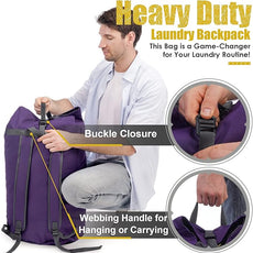 College Laundry Bag Extra Large Heavy Duty, Purple 115L Laundry Backpack Bag, Dorm Laundry Bag with Straps, Large Laundry Bags, Clothes Hamper Bag for College, Travel, Camp, Apartment, Laundromat