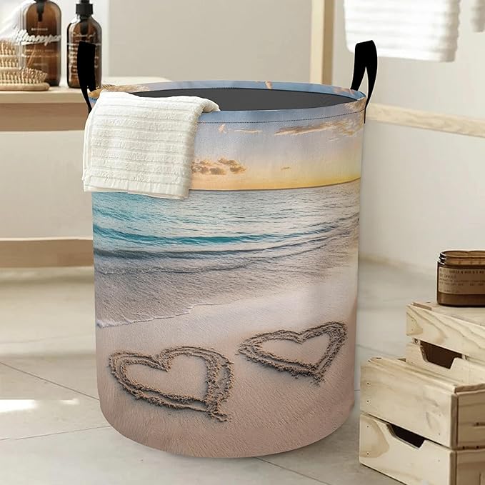 Laundry Basket-Starfish On A Beach Sand Foldable Waterproof Oxford Cloth Funny Tote Bag Laundry Hamper Clothes Storage Bucket Organizer For Bathroom/Laundry Storage/Bedroom Storage Basket