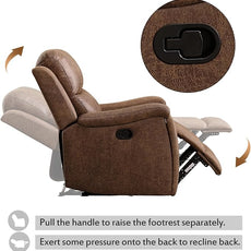 CANMOV Leather Recliner Chair, Classic and Traditional Manual Recliner Chair with Overstuffed Arms and Back, Manual Single Sofa with Concealed Cup Holders,Nut Brown