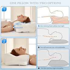 EUCIOR Cooling Gel Pillows for Neck and Shoulder,Cervical Pillow Cozy Sleeping,Odorless Ergonomic Contour Memory Foam Pillows for Side Back Stomach Sleepers with Pillowcase (White)