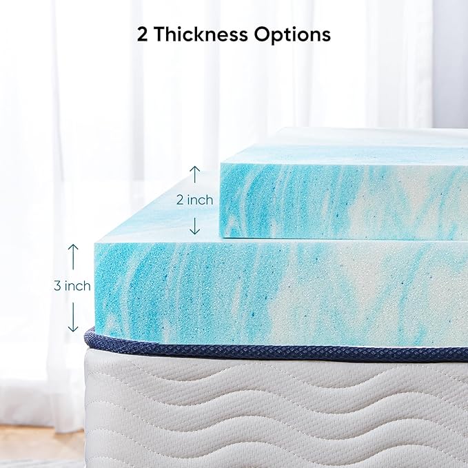 Marsail Mattress Topper Full, 3-inch Gel Memory Foam, Bed Topper for Full Size Bed, Soft for Sleeper Sofa, RV, Camper, CertiPUR-US Certified